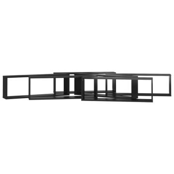 Wall Cube Shelf 6 pcs High Gloss Black 80x15x26.5cm Engineered Wood