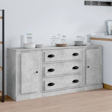 Sideboards 3 pcs Concrete Grey Engineered Wood