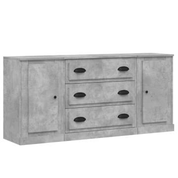 Sideboards 3 pcs Concrete Grey Engineered Wood