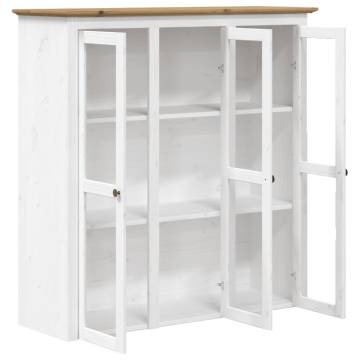 Cabinet with Glass Doors BODO White and Brown Solid Wood Pine