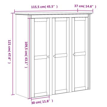 Cabinet with Glass Doors BODO White and Brown Solid Wood Pine