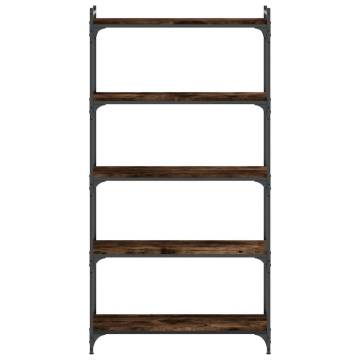 Bookcase 5-Tier Smoked Oak 80x30x154 cm Engineered Wood