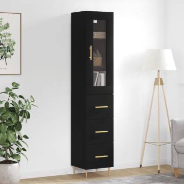 Highboard Black 34.5x34x180 cm Engineered Wood