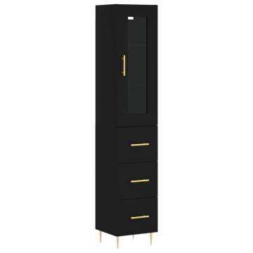 Highboard Black 34.5x34x180 cm Engineered Wood