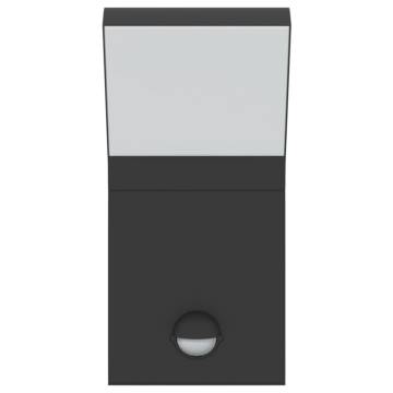 Outdoor LED Wall Light with Sensor Black Die-cast Aluminium