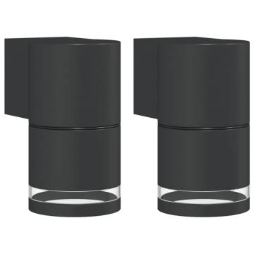 Outdoor Wall Lights 2pcs Black Die-cast Aluminium