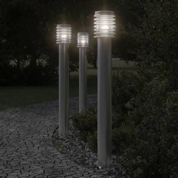 Outdoor Floor Lamp with Outlet Silver 110cm Stainless Steel