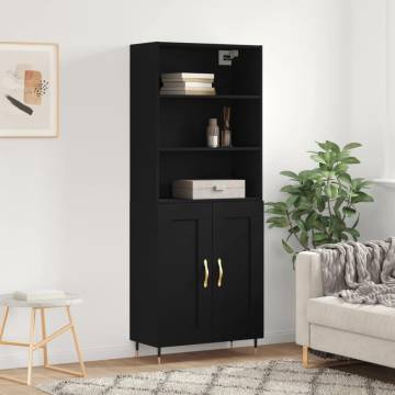 Highboard Black 69.5x34x180 cm Engineered Wood