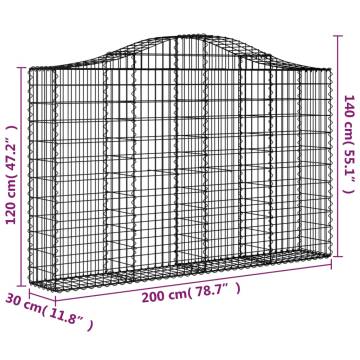 Arched Gabion Baskets 12 pcs 200x30x120140 cm Galvanised Iron