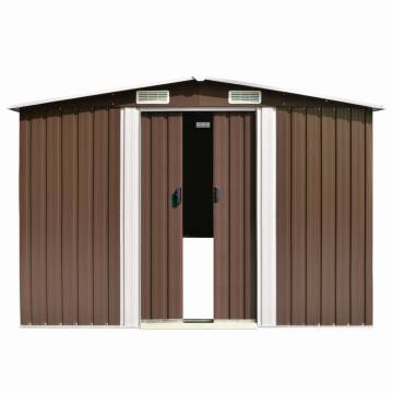 Garden Shed 257x489x181 cm Metal Brown