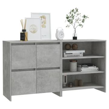 2 Piece Sideboard Concrete Grey Engineered Wood