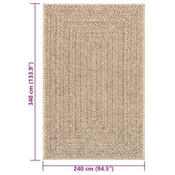 Rug ZIZUR 240x340 cm Jute Look Indoor and Outdoor