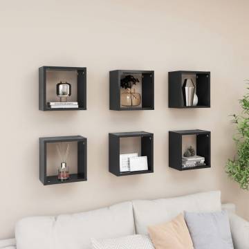 Wall Cube Shelves 6 pcs Grey 26x15x26 cm