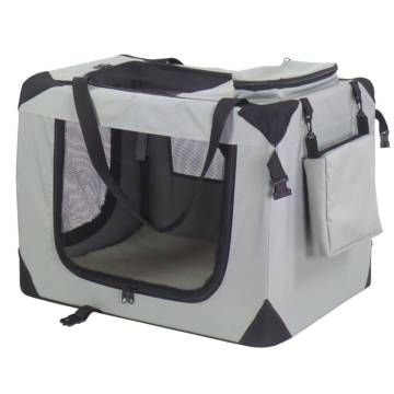 @Pet Dog Transport Crate Nylon 90x61x65 cm Grey 11074