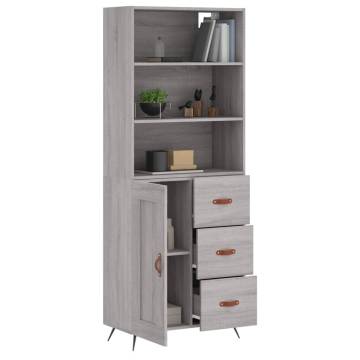 Highboard Grey Sonoma 69.5x34x180 cm Engineered Wood