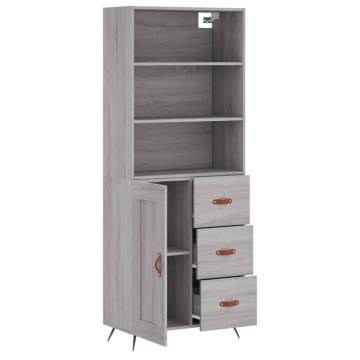 Highboard Grey Sonoma 69.5x34x180 cm Engineered Wood