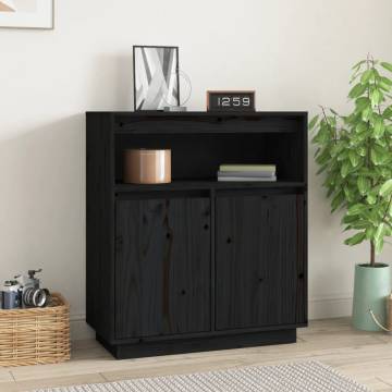 Sideboard Black 70x34x80 cm Solid Wood Pine