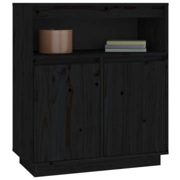 Sideboard Black 70x34x80 cm Solid Wood Pine