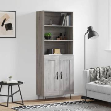 Highboard Grey Sonoma 69.5x34x180 cm Engineered Wood