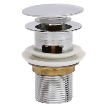 Push Drain with Overflow Function Chrome 6.4x6.4x9.1 cm