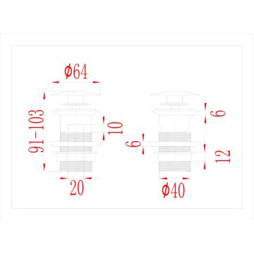 Push Drain with Overflow Function Chrome 6.4x6.4x9.1 cm