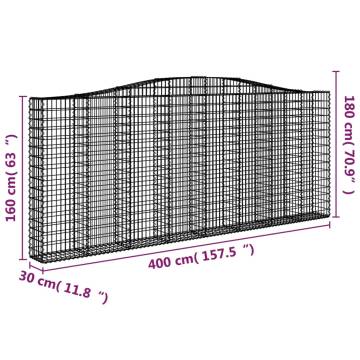 Arched Gabion Basket 400x30x160180 cm Galvanised Iron