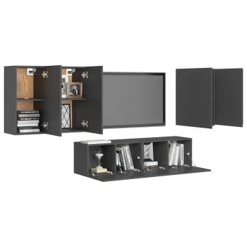 6 Piece TV Cabinet Set Grey Engineered Wood