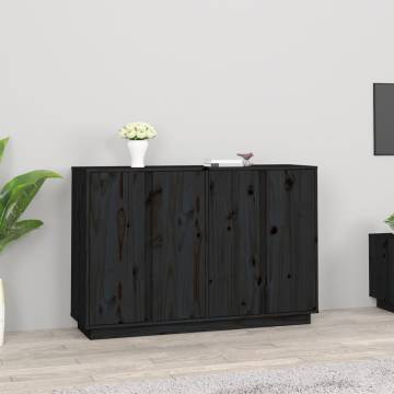 Sideboard Black 120x35x80 cm Solid Wood Pine