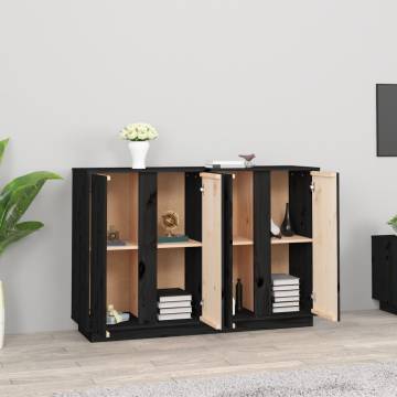 Sideboard Black 120x35x80 cm Solid Wood Pine