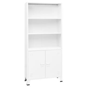 Industrial Bookshelf White 80x32x180 cm Steel