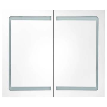 LED Bathroom Mirror Cabinet White and Oak 80x12x68 cm