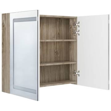 LED Bathroom Mirror Cabinet White and Oak 80x12x68 cm