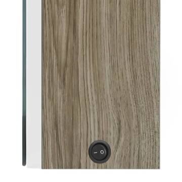 LED Bathroom Mirror Cabinet White and Oak 80x12x68 cm