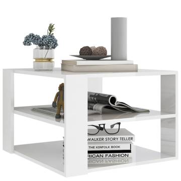 Coffee Table High Gloss White 60x60x40 cm Engineered Wood