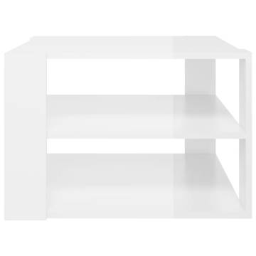 Coffee Table High Gloss White 60x60x40 cm Engineered Wood