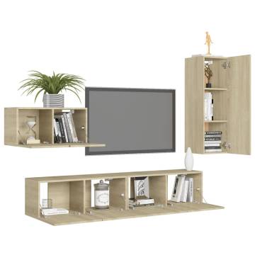 4 Piece TV Cabinet Set Sonoma Oak Engineered Wood