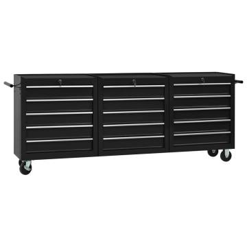 Tool Trolley with 15 Drawers Steel Black (147183+2x147184)