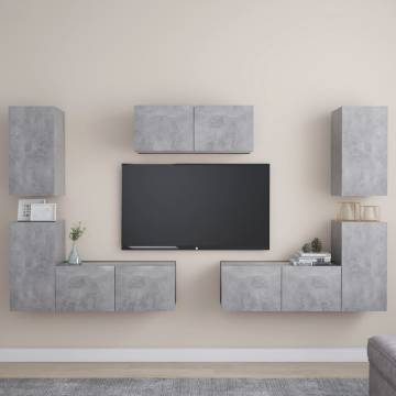 7 Piece TV Cabinet Set Concrete Grey Engineered Wood