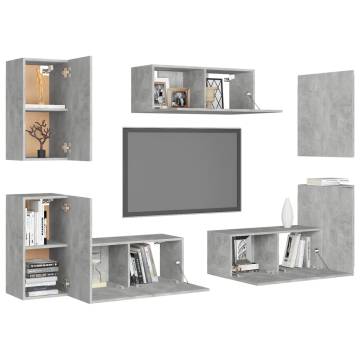 7 Piece TV Cabinet Set Concrete Grey Engineered Wood