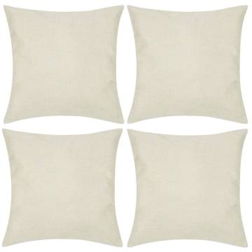 4 Beige Cushion Covers Linen-look 80 x 80 cm