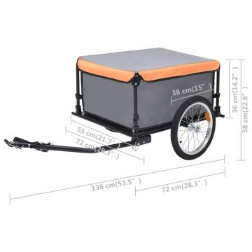 Bike Trailer Grey and Orange 65 kg