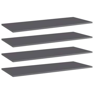 Bookshelf Boards 4 pcs High Gloss Grey 100x40x1.5 cm Engineered Wood