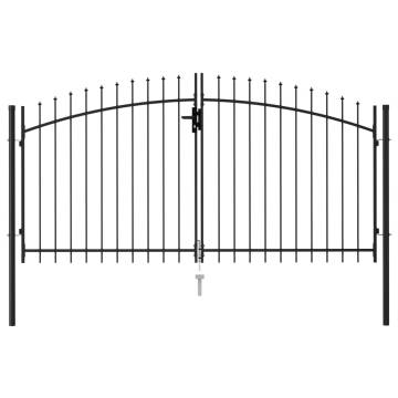 Fence Gate Double Door with Spike Top Steel 3x1.5 m Black