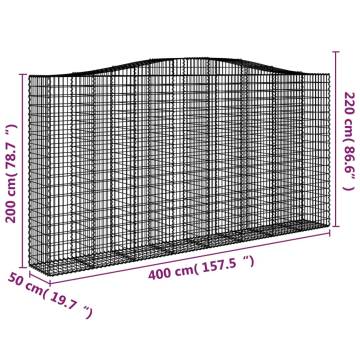 Arched Gabion Baskets 3 pcs 400x50x200220 cm Galvanised Iron