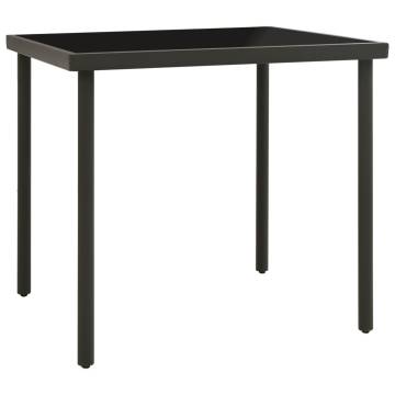 Outdoor Dining Table Anthracite 80x80x72 cm Glass and Steel