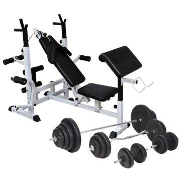 Weight Bench with Weight Rack, Barbell and Dumbbell Set 120 kg