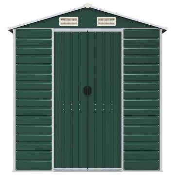 Garden Shed Green 191x385x198 cm Galvanised Steel