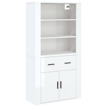 Highboard High Gloss White Engineered Wood