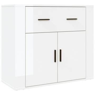 Highboard High Gloss White Engineered Wood