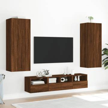 5 Piece TV Wall Units Brown Oak Engineered Wood